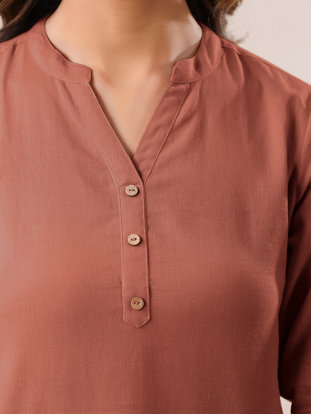 Janasya Dark Cotton Solid A-Line Top