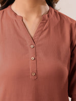 Thumbnail for Janasya Dark Cotton Solid A-Line Top