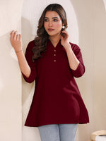 Thumbnail for Janasya Dark Cotton Solid Straight TOP