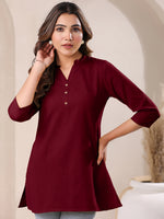 Thumbnail for Janasya Dark Cotton Solid Straight TOP