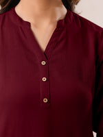 Thumbnail for Janasya Dark Cotton Solid Straight TOP