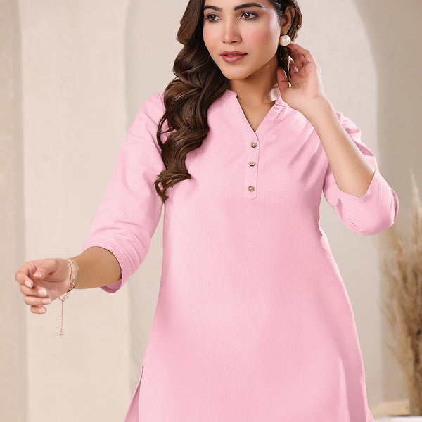 Janasya Light Cotton Solid A-Line Top