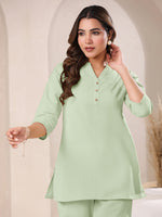 Thumbnail for Janasya Light Cotton Solid Straight Top