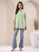 Thumbnail for Janasya Light Cotton Solid Straight Top