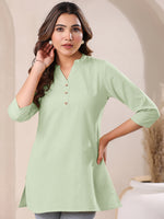Thumbnail for Janasya Light Cotton Solid Straight Top