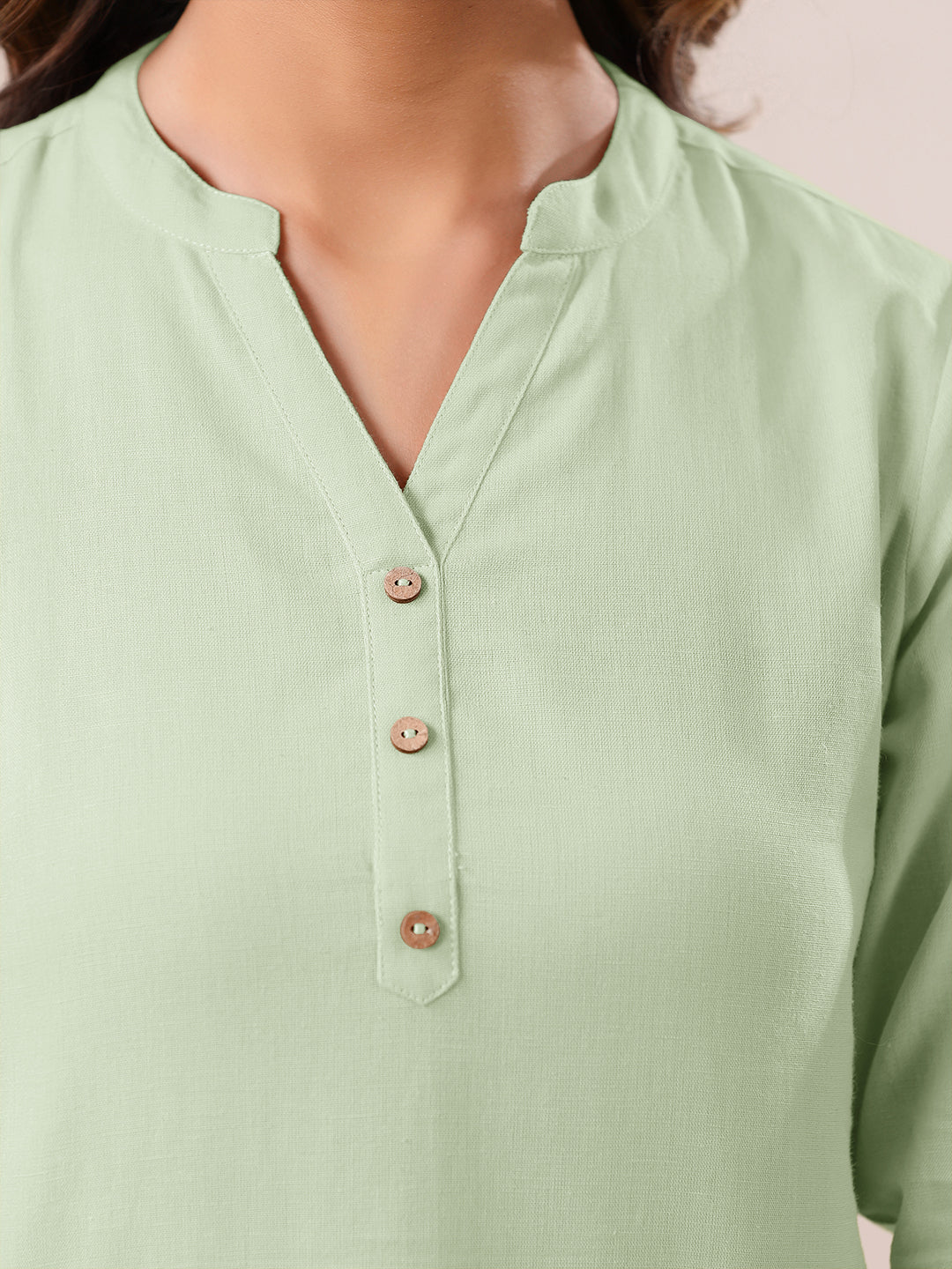 Janasya Light Cotton Solid Straight Top