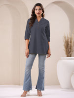 Thumbnail for Janasya Light Cotton Solid A-Line Top
