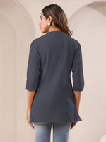 Thumbnail for Janasya Light Cotton Solid A-Line Top