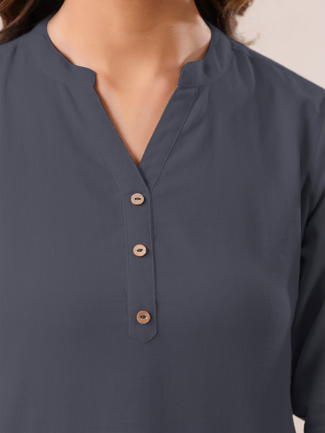 Janasya Light Cotton Solid A-Line Top