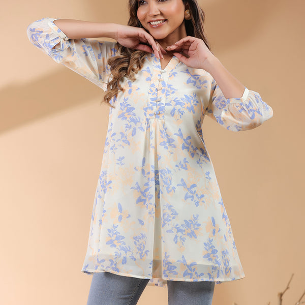 Janasya Light Georgette Floral A-Line Tunic