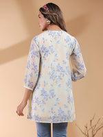 Thumbnail for Janasya Light Georgette Floral A-Line Tunic