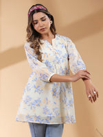 Thumbnail for Janasya Light Georgette Floral A-Line Tunic