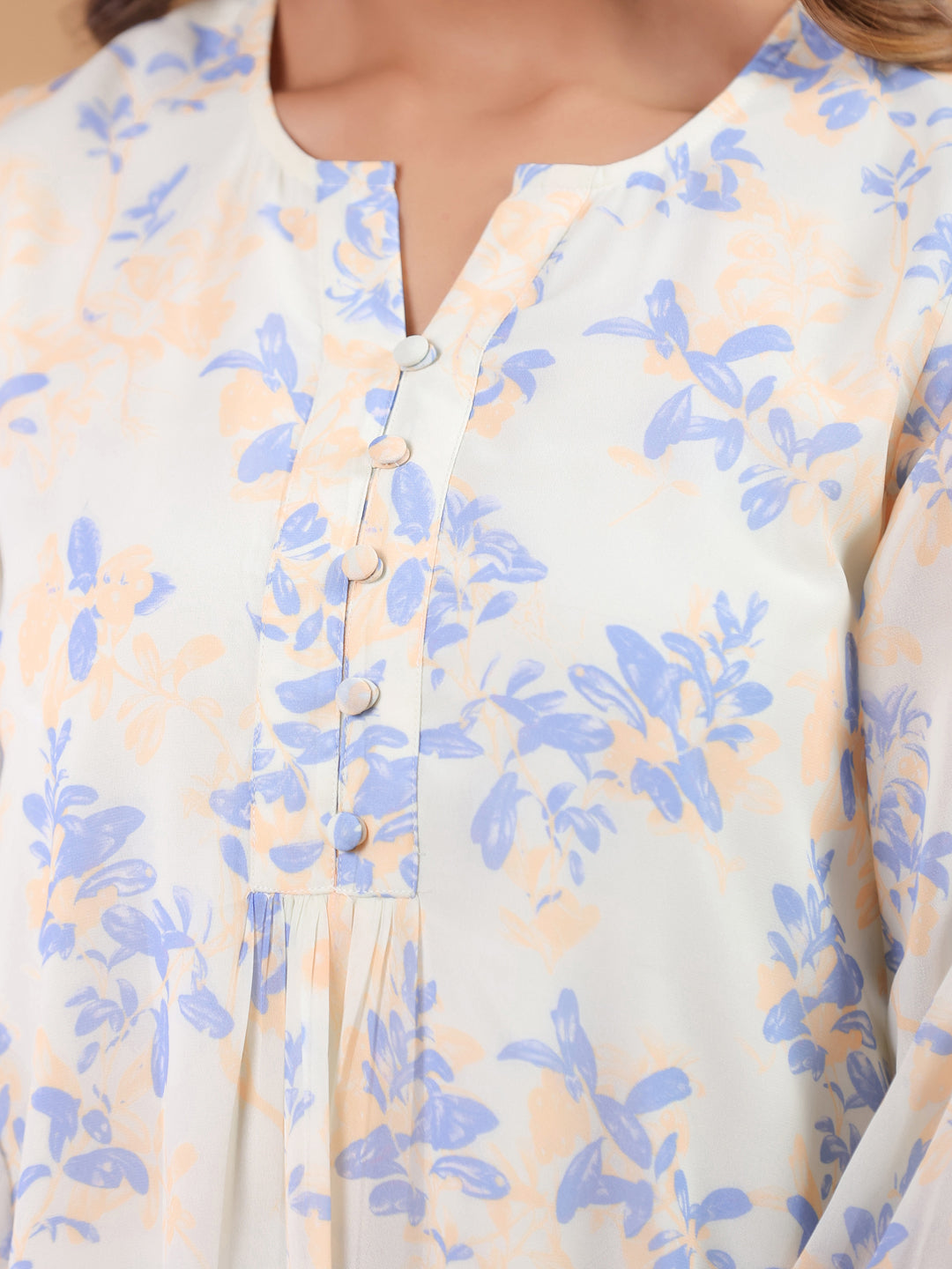 Janasya Light Georgette Floral A-Line Tunic