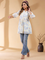 Thumbnail for Janasya Light Georgette Floral A-Line Tunic