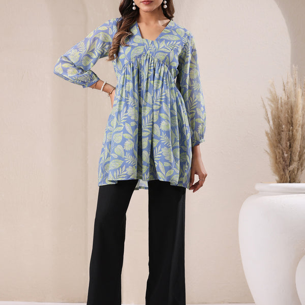 Janasya Bright Georgette Tropical A-Line Tunic