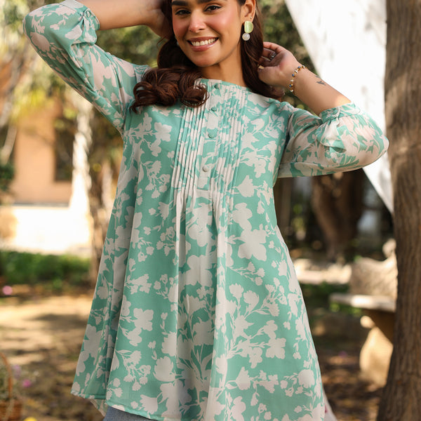 Janasya Light Georgette Floral Straight Tunic