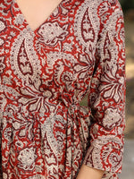 Thumbnail for Janasya Dark Cotton Paisley A-Line Tunic