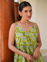 Thumbnail for Janasya Bright Cotton Floral A-Line Tunic