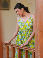 Thumbnail for Janasya Bright Cotton Floral A-Line Tunic