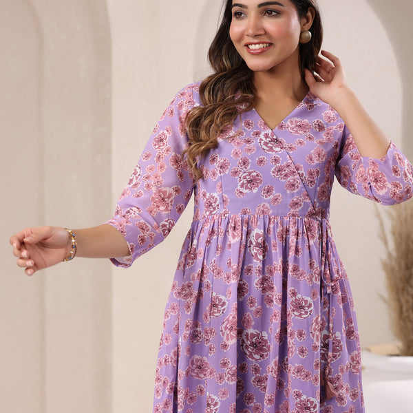Janasya Bright Georgette Floral A-Line Tunic - Distacart