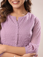 Thumbnail for Janasya Dark Dobby Chiffon Self Design Tiered Tunic