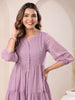Janasya Dark Dobby Chiffon Self Design Tiered Tunic - Distacart