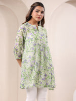 Thumbnail for Janasya Light Silk Blend Floral A-Line Tunic