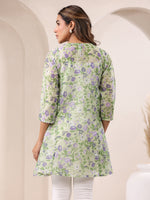 Thumbnail for Janasya Light Silk Blend Floral A-Line Tunic
