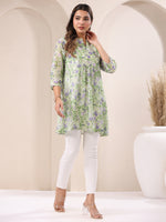 Thumbnail for Janasya Light Silk Blend Floral A-Line Tunic