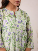 Thumbnail for Janasya Light Silk Blend Floral A-Line Tunic