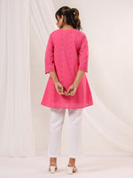 Thumbnail for Janasya Bright Cotton Schiffli A-Line Tunic