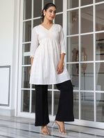 Thumbnail for Janasya Light Cotton Schiffli A-Line Tunic