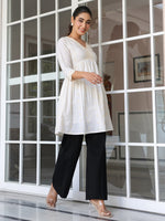 Thumbnail for Janasya Light Cotton Schiffli A-Line Tunic