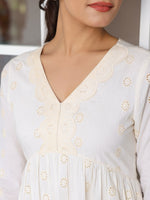 Thumbnail for Janasya Light Cotton Schiffli A-Line Tunic