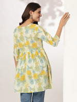 Thumbnail for Janasya Light Cotton Floral A-Line Tunic