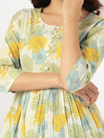Thumbnail for Janasya Light Cotton Floral A-Line Tunic
