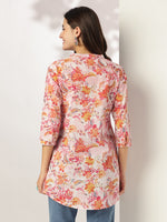 Thumbnail for Janasya Light Cotton Floral Straight Tunic