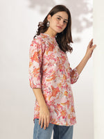 Thumbnail for Janasya Light Cotton Floral Straight Tunic