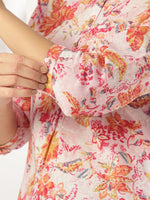 Thumbnail for Janasya Light Cotton Floral Straight Tunic