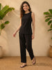 Janasya Black Straight Rayon Pant Co-ord Sets - Dista
