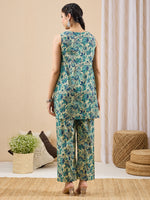 Thumbnail for Janasya Light Green A-Line Cotton Co-Ords - Dista