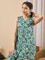 Thumbnail for Janasya Light Green A-Line Cotton Co-Ords - Dista