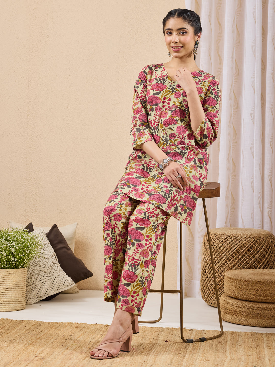 Janasya Mint A-Line Cotton Co-Ords - Dista