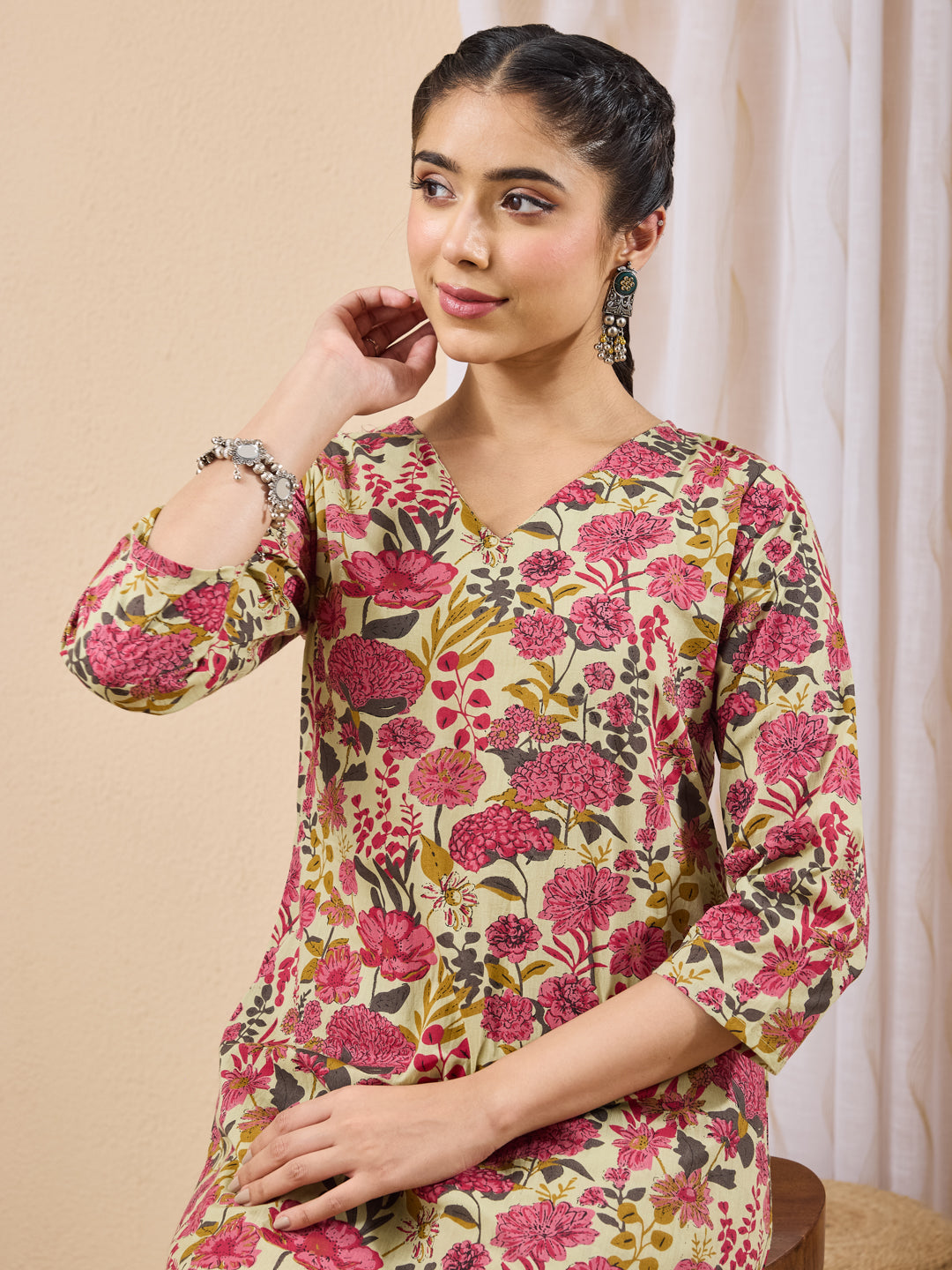 Janasya Mint A-Line Cotton Co-Ords - Dista