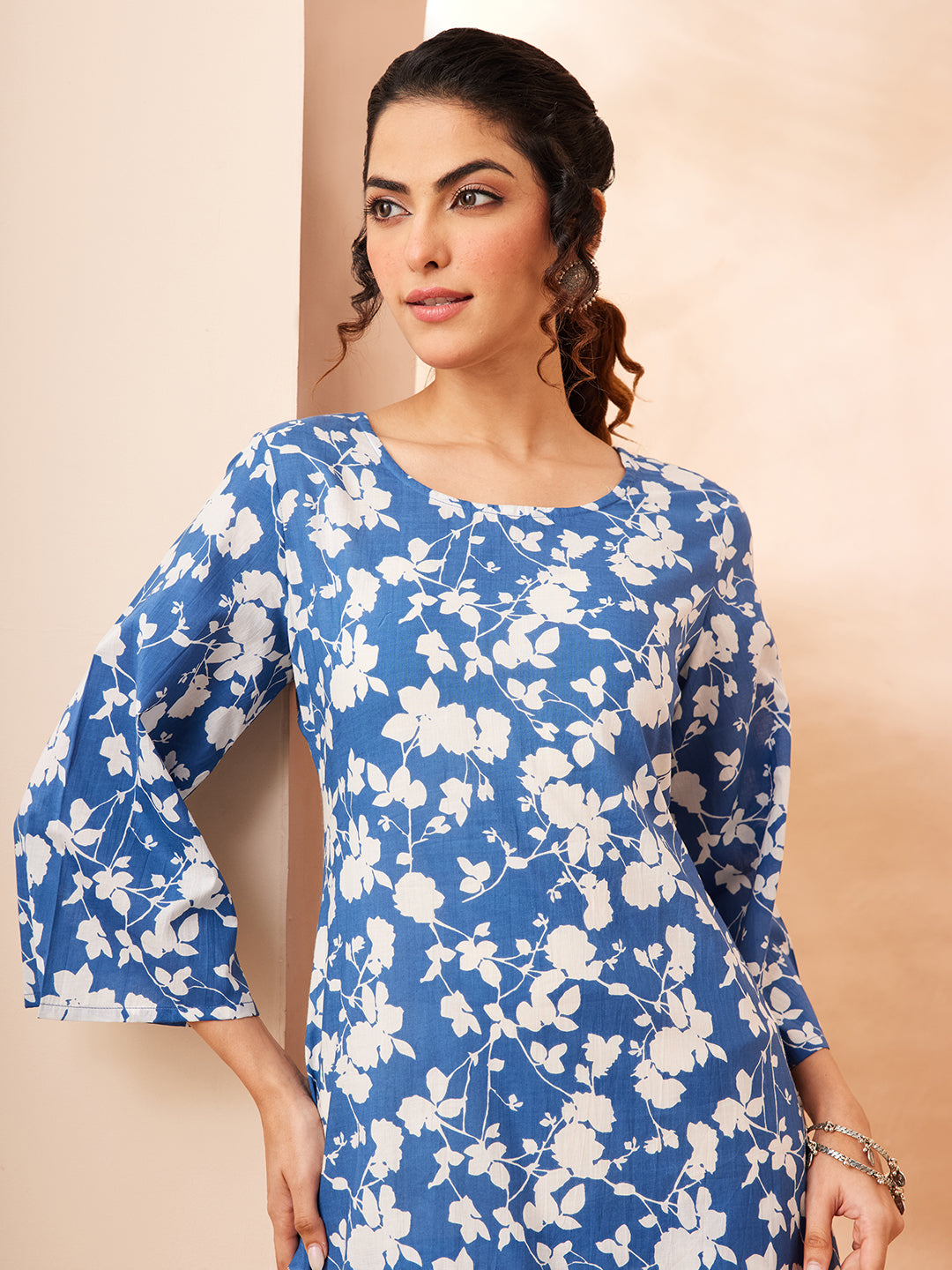 Janasya Blue Straight Cotton Co-Ords - Dista