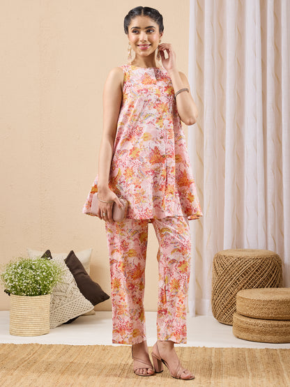 Janasya Baby Pink A-Line Cotton Co-Ords - Dista