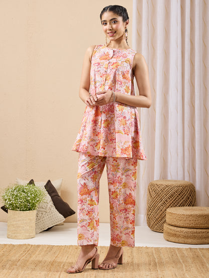Janasya Baby Pink A-Line Cotton Co-Ords - Dista