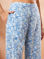 Thumbnail for Janasya Light Blue A-Line Cotton Co-Ords - Dista