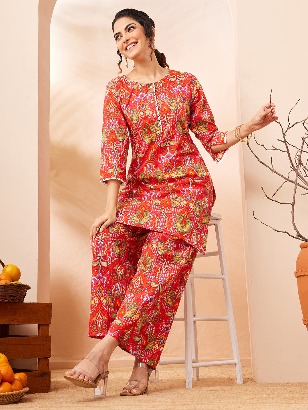 Janasya Multi Straight Cotton Co-Ords - Dista