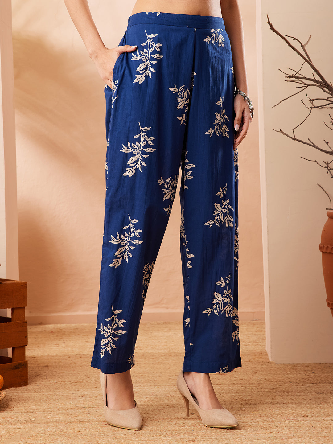 Janasya Blue Straight Cotton Co-Ords - Dista